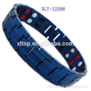New design Blue plated Infrared Magnet Ion Men Titanium Bracelet with Germanium